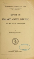 Cover of Report on England's cotton industry