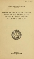 Cover of Report on the progress and condition of the United States National Museum