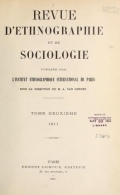 Cover of Revue d'ethnographie et de sociologie