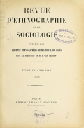 Cover of Revue d'ethnographie et de sociologie v. 4 no. 9/12 sept./dec.1913