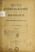 Cover of Revue d'ethnographie et de sociologie v. 5 no.7/12 juillet/dec. 1914