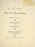 Cover of A short historical sketch of the art of bookbinding