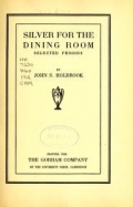 Cover of Silver for the dining room