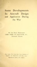 Cover of Some developments in aircraft design and application during the War