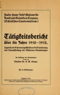 Cover of Tätigkeitsbericht über die Jahre 1910-1912