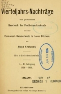 Cover of Vierteljahrs-Nachträge zum permanenten Handbuch der Postfreimarkenkunde und dem Permanent-Sammelwerk in losen Blättern