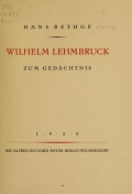 Cover of Wilhelm Lehmbruck zum Gedächtnis