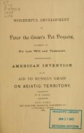 Cover of Wonderful development of Peter the Great's pet projects