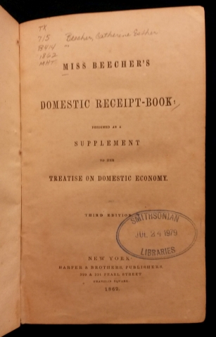 Title Page of Miss Beecher's domestic receipt book