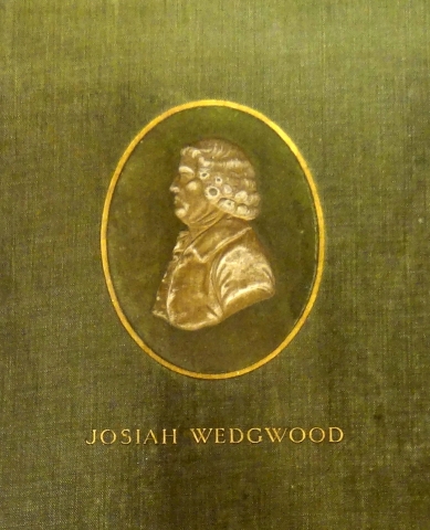 Embossed depiction of Josiah Wedgewood on the cover of Wedgewood's Imperial Russian Dinner Service