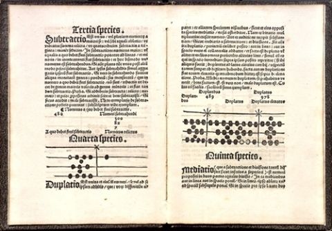 Algorithmus linealis numerationem additionem subtractionem duplationem, mediationem, multiplicationem, divisionem, et progessionem una cum regula de tri per stringens.