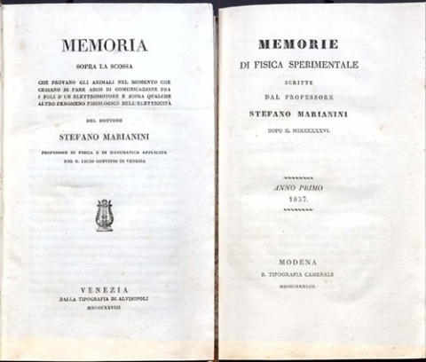 Memoria sopra la scossa che provano gli animali - nel momento che cessano di fare arco di comunicazione fra i poli d'un elettromotore e sopra qualche, altro fenomeno fisiologico dell'elettricità.