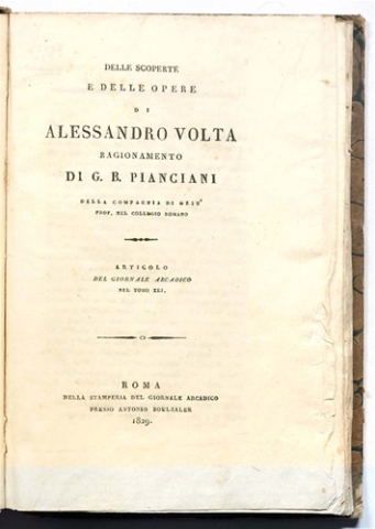 Delle scoperte e delle opere di Alessandro Volta