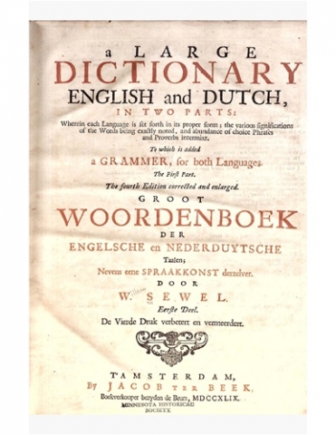 A large dictionary English and Dutch, in two parts.