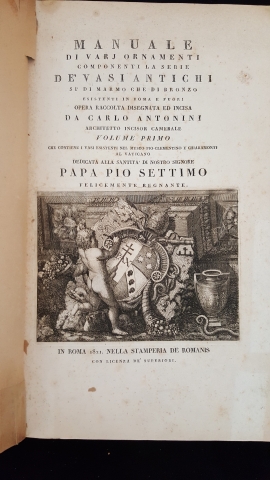 Title Page of Manuale di Varj Ornamenti Componenti la Serie de' Vasi Antichi