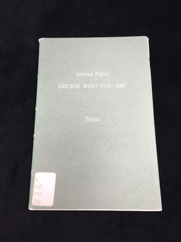 Adrian Piper, Decide Who You Are cover