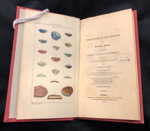 Title page and frontis featuring cut stones of A Treatise on Diamonds, and Precious Stones