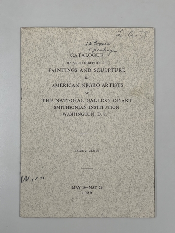 Catalogue of an exhibition of paintings and sculpture by American Negro Artists at the National Gallery of Art, Smithsonian Institution, 1929