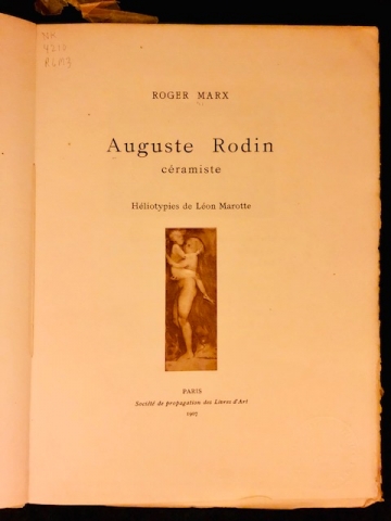 Auguste Rodin, céramiste. Title page. 