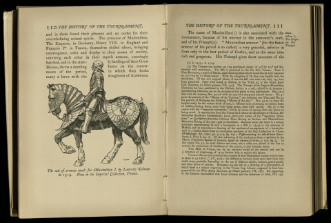 Text-wrapped illustration of a knight on horseback