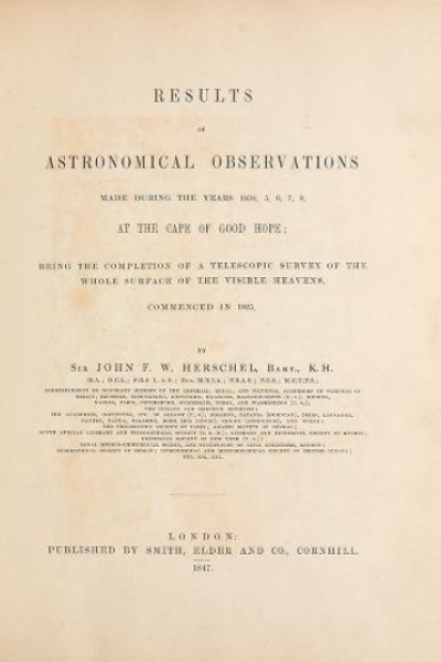 Cover of Results of astronomical observations made during the years 1834, 5, 6, 7, 8, at the Cape of Good Hope - being the completion of a telescopic survey of