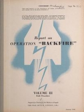 Cover of Report on operation 'Backfire'