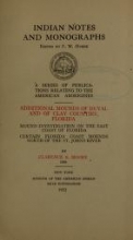 Cover of Additional mounds of Duval and of Clay counties, Florida