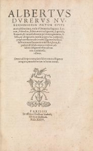 Cover of Albertus Durerus Nurembergensis pictor huius aetatis celeberrimus, versus è Germanica lingua in Latinam, pictoribus, fabris aerariis ac lignariis, la