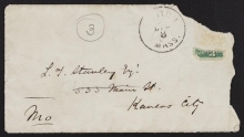 Cover of Alexander Graham Bell letter to L.T. Stanley, dated Boston University, No. 18 Beacon Street, Boston, 7 December 1875