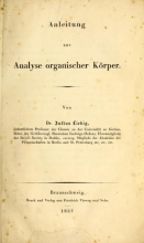 Cover of Anleitung zur Analyse organischer Körper