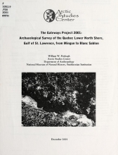 Cover of Archaeological survey of the Quebec lower north shore, Gulf of St. Lawrence, from Mingan to Blanc Sablon