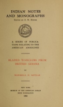 Cover of Bladed warclubs from British Guiana