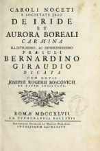 Cover of Caroli Noceti e Societate Jesu De iride et aurora boreali carmina