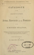 Cover of Catalogue of the collection to illustrate the animal resources and the fisheries of the United States