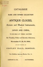 Cover of Catalogue of rare and superb collection of antique clocks, armors and musical instruments from Japan and China.