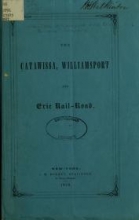 Cover of The Catawissa, Williamsport and Erie Rail-Road