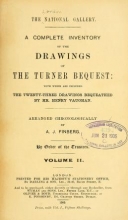 Cover of A complete inventory of the drawings of the Turner bequest