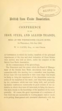 Cover of Conference of the iron, steel and allied trades held at the Westminster Palace Hotel