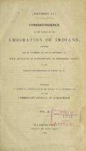 Cover of Correspondence on the subject of the emigration of Indians v.2 (1835)