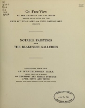 Cover of De luxe catalogue of notable paintings by Masters of the Early English, Dutch, Flemish and French schools