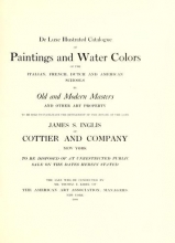 Cover of De luxe illustrated catalogue of paintings and water colors of the Italian, French, Dutch and American schools by old and modern masters and other art property