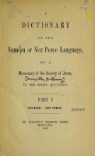 Cover of A dictionary of the Numípu or Nez Perce language