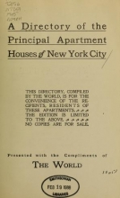 Cover of A Directory of the principal apartment houses of New York City