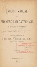 Cover of English manual, or, Prayers and catechism in English typography