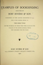 Cover of Examples of bookbinding executed by Robt. Rivière & Son