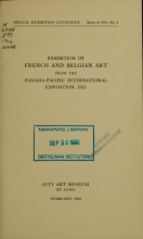 Cover of Exhibition of French and Belgian art from the Panama-Pacific international exposition, 1915