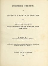Cover of Experimental observations, and improvements in apparatus and manipulation