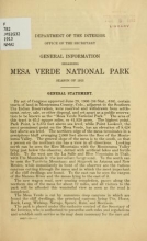 Cover of General information regarding Mesa Verde National Park