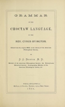 Cover of Grammar of the Choctaw language