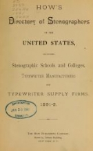 Cover of How's directory of stenographers of the United States